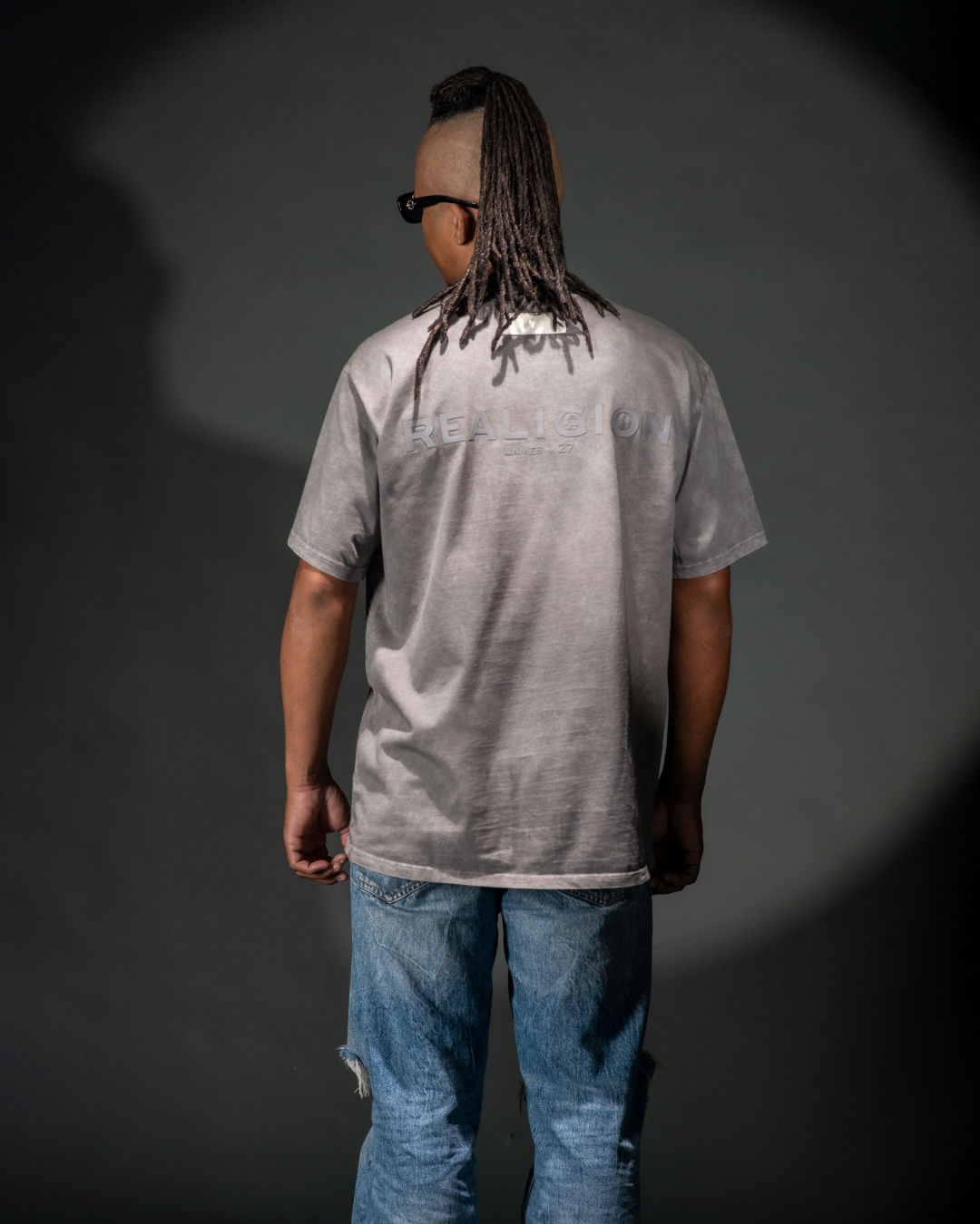 BASIC T SHIRT LOGO GREY WASHED