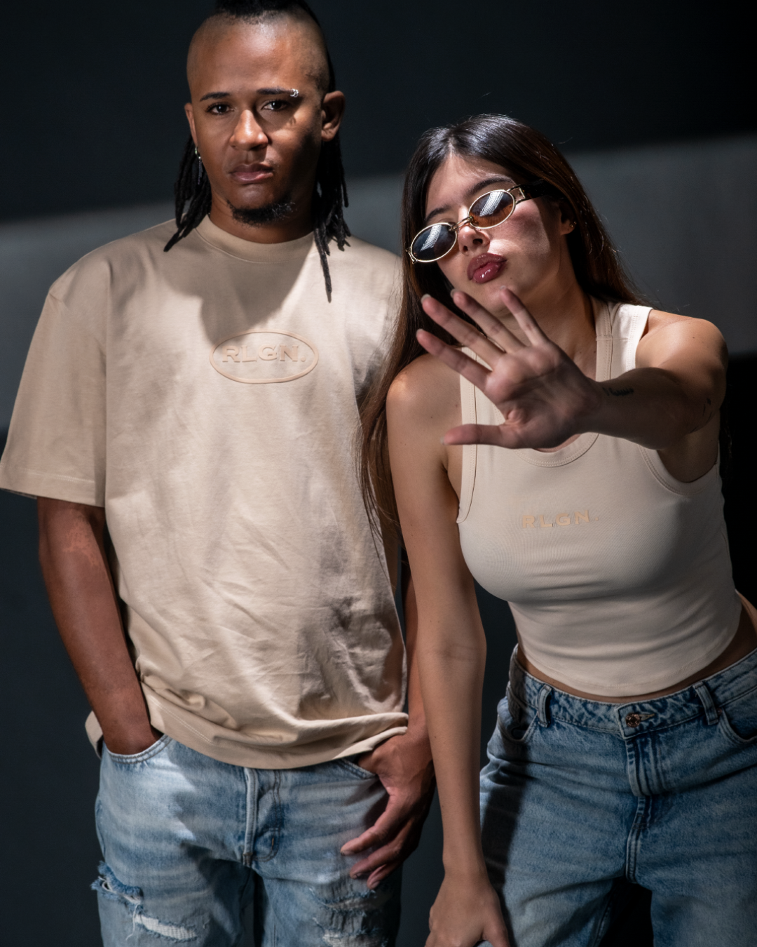 BASIC T SHIRT LOGO BEIGE