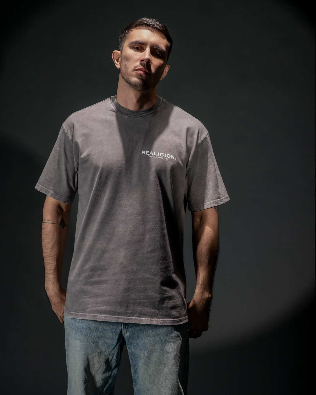 BASIC T SHIRT GREY WASHED